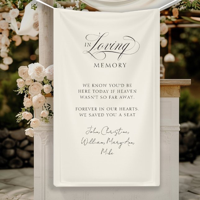 "In Loving Memory" Modern, Calligraphy, Wedding Banner (Customer specific, modern, calligraphy, wedding, memorial, script font, beige, banner. )