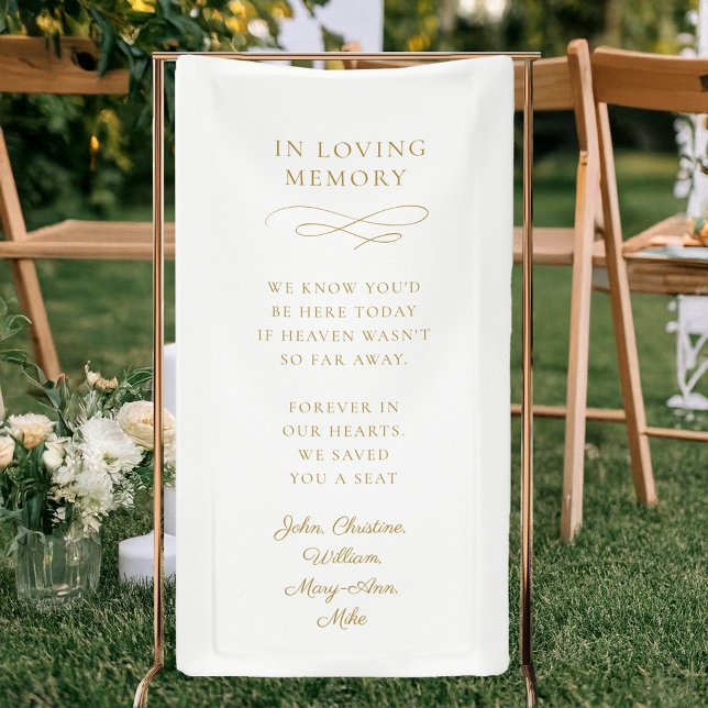 "In Loving Memory" Modern, Calligraphy, Wedding  Banner (Personalized " IN LOVING MEMORY" wedding banner with your text.)