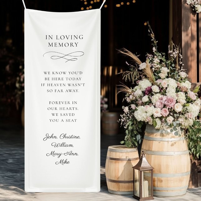 "In Loving Memory" Modern, Calligraphy, Wedding  Banner (Personalized "In Loving Memory" Modern, Calligraphy, Wedding Banner)