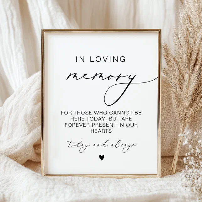 In Loving Memory Modern Calligraphy Wedding Sign | Zazzle