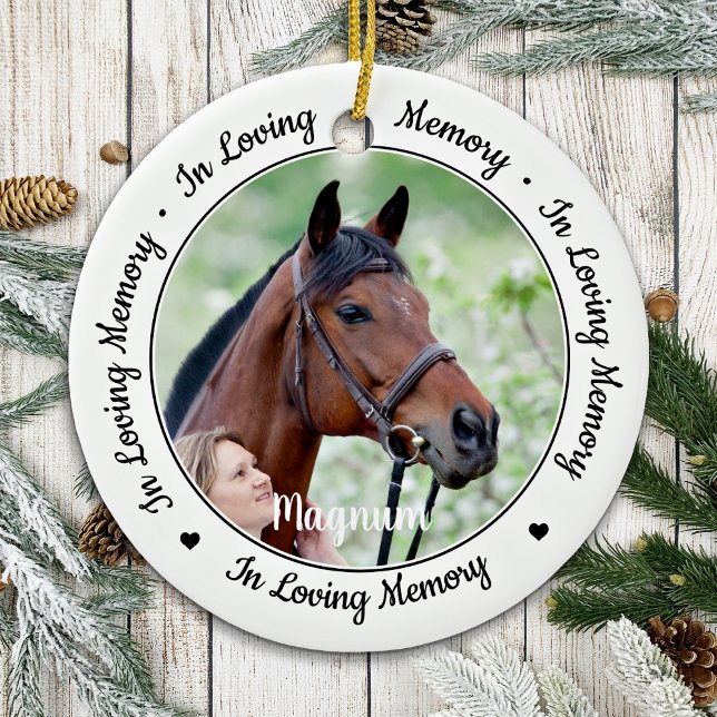 In Loving Memory Modern Chic Pet Memorial Photo  Ceramic Ornament (Creator Uploaded)