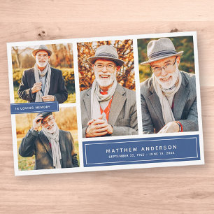 In Loving Memory Modern Color Four Photos Thank You Card