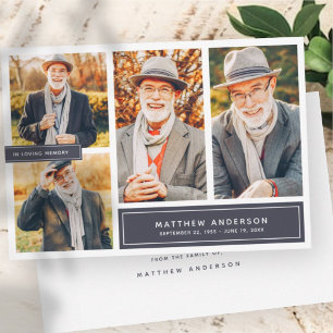 In Loving Memory Modern Color Four Photos Thank You Card