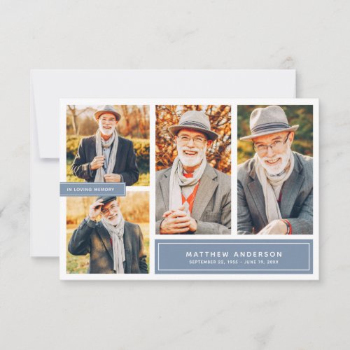 In Loving Memory Modern Color Four Photos Thank You Card