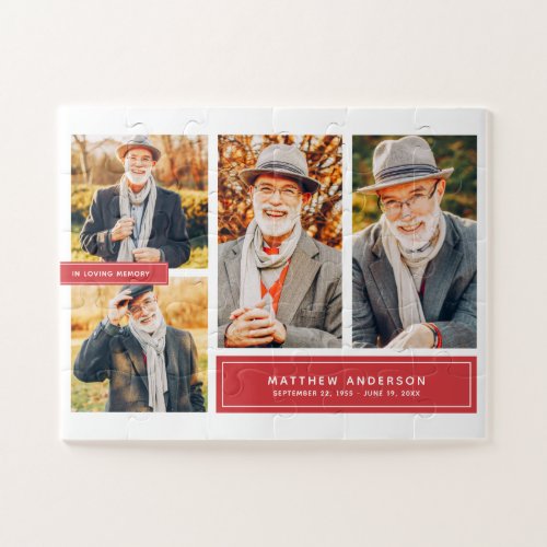 In Loving Memory Modern Color Multi Photo Jigsaw Puzzle