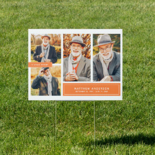 In Loving Memory Modern Color Multi Photo Sign