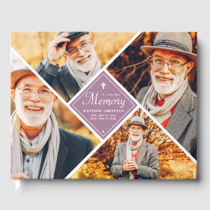 In Loving Memory Modern Cross Multi Photo Guest Book