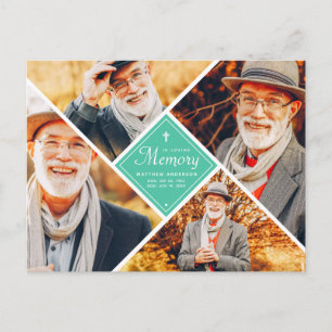 In Loving Memory Modern Cross Multi Photo Postcard