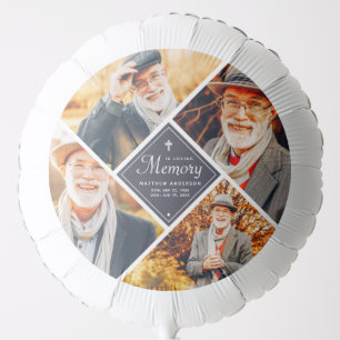 In Loving Memory Modern Cross Multi Photo Template Balloon