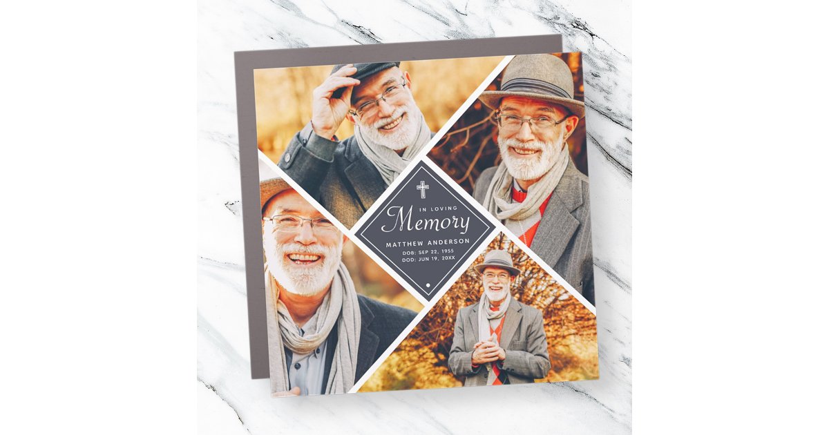 In Loving Memory Modern Cross Multi Photo Template Car Magnet | Zazzle