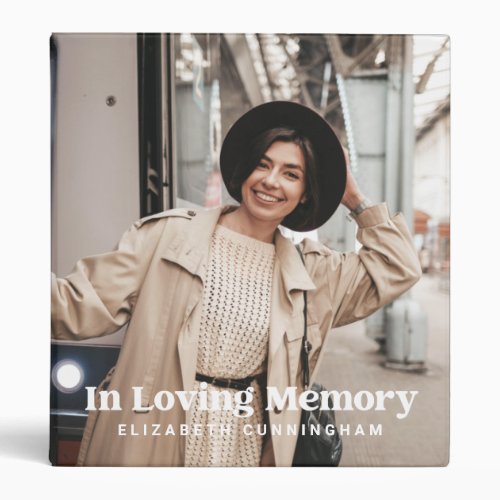 In Loving Memory Modern Custom Photo Memorial 3 Ring Binder