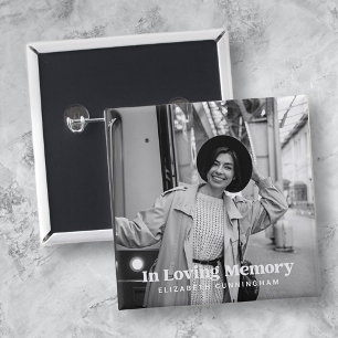 In Loving Memory Modern Custom Photo Memorial Button
