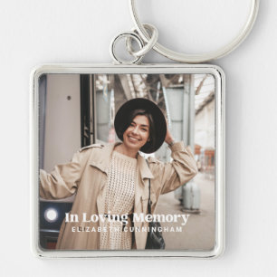 In Loving Memory Modern Custom Photo Memorial Keychain
