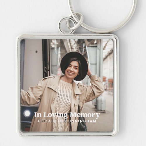 In Loving Memory Modern Custom Photo Memorial Keychain