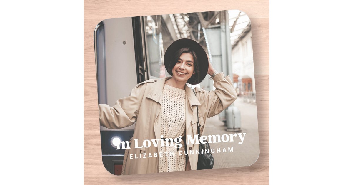 In Loving Memory Modern Custom Photo Memorial Square Sticker | Zazzle