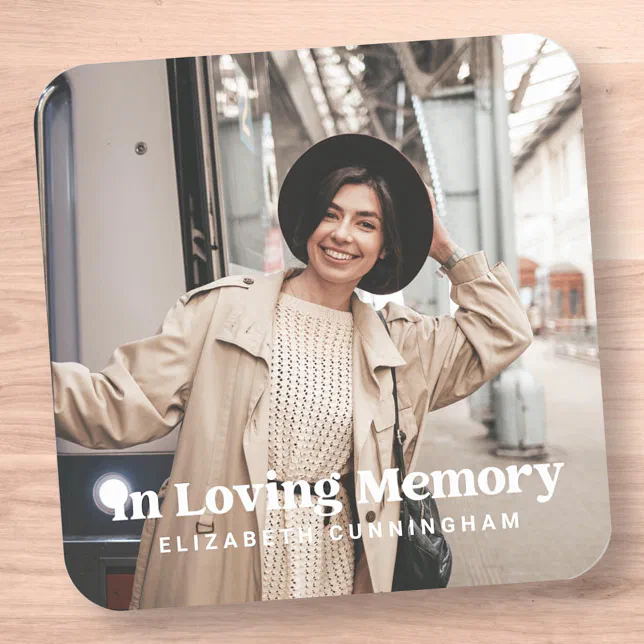 In Loving Memory Modern Custom Photo Memorial Square Sticker | Zazzle