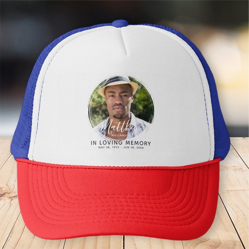 In Loving Memory Modern Custom Photo Memorial Trucker Hat