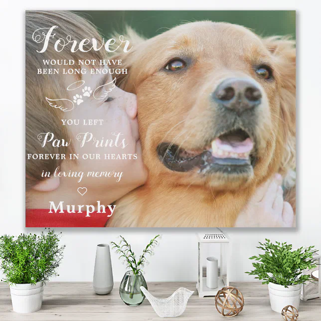 In Loving Memory Modern Custom Photo Pet Memorial Faux Canvas Print ...