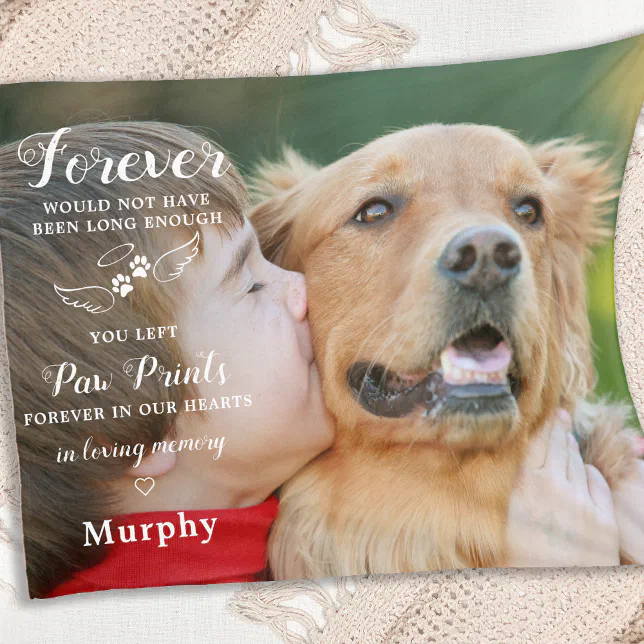 In Loving Memory Modern Custom Photo Pet Memorial Fleece Blanket | Zazzle
