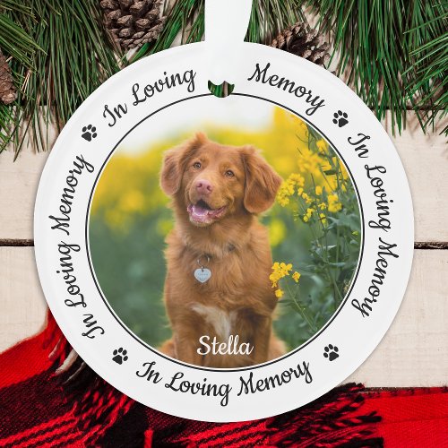 In Loving Memory Modern Dog Photo Pet Memorial Ornament