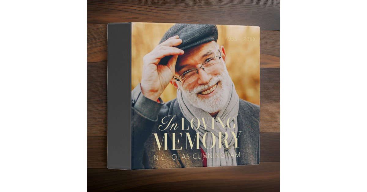 In Loving Memory Modern Elegant Photo Memorial 3 Ring Binder | Zazzle