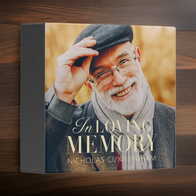 In Loving Memory Modern Elegant Photo Memorial 3 Ring Binder (Creator Uploaded)