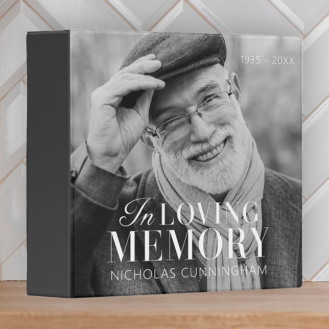 In Loving Memory Modern Elegant Photo Memorial 3 Ring Binder (Creator Uploaded)