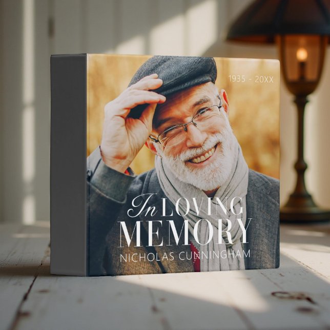 In Loving Memory Modern Elegant Photo Memorial 3 Ring Binder (Creator Uploaded)