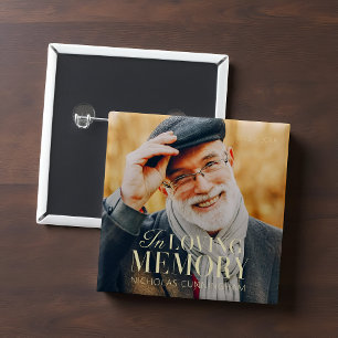 In Loving Memory Modern Elegant Photo Memorial Button