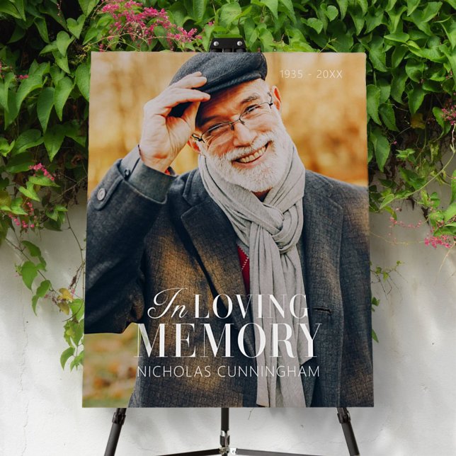 In Loving Memory Modern Elegant Photo Memorial Foam Board (Creator Uploaded)
