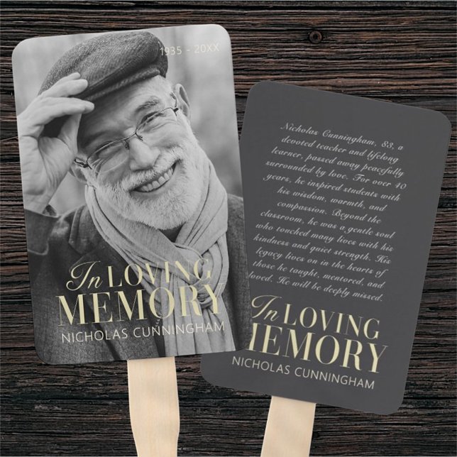 In Loving Memory Modern Elegant Photo Memorial Hand Fan (Creator Uploaded)
