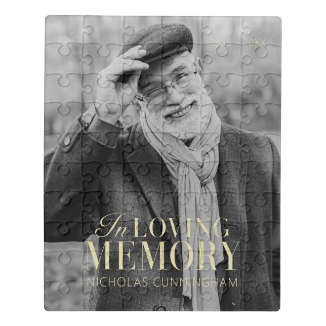 In Loving Memory Modern Elegant Photo Memorial Jigsaw Puzzle (Puzzle Vertical)