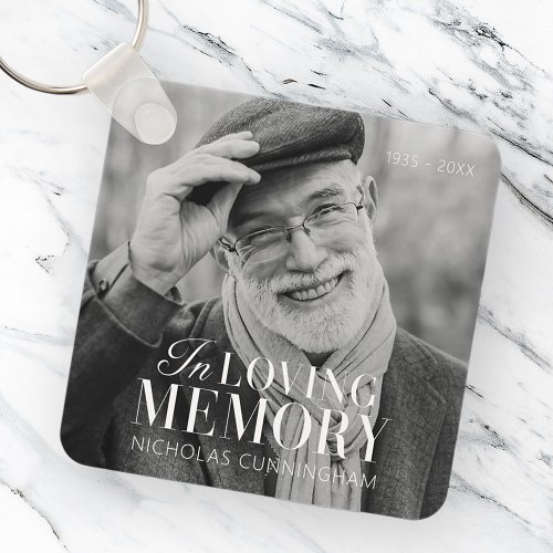 In Loving Memory Modern Elegant Photo Memorial Keychain