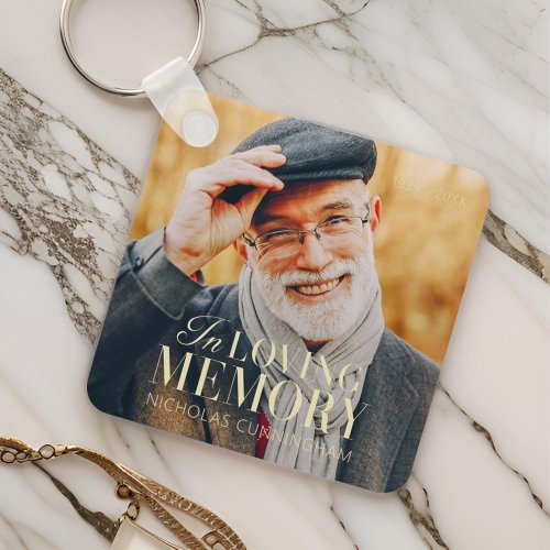 In Loving Memory Modern Elegant Photo Memorial Keychain