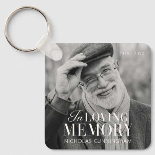 In Loving Memory Modern Elegant Photo Memorial Keychain