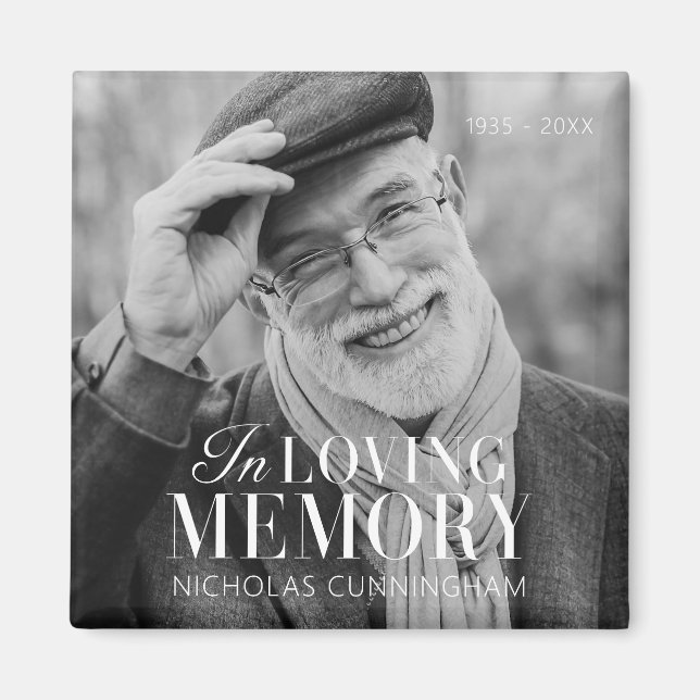 In Loving Memory Modern Elegant Photo Memorial Magnet (Front)