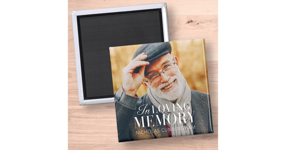 In Loving Memory Modern Elegant Photo Memorial Magnet | Zazzle