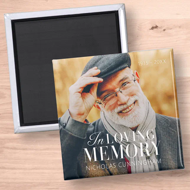 In Loving Memory Modern Elegant Photo Memorial Magnet | Zazzle