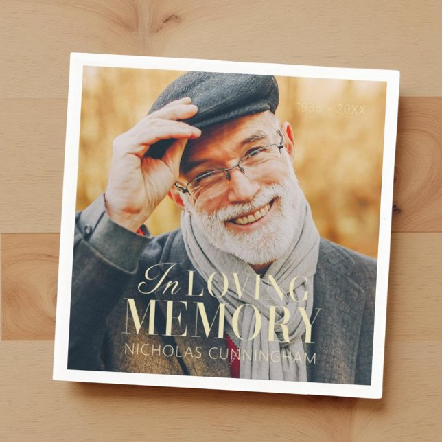 In Loving Memory Modern Elegant Photo Memorial Napkins (Creator Uploaded)