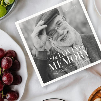 In Loving Memory Modern Elegant Photo Memorial Napkins