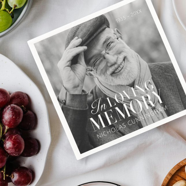 In Loving Memory Modern Elegant Photo Memorial Napkins (Creator Uploaded)