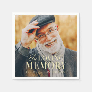 In Loving Memory Modern Elegant Photo Memorial Napkins