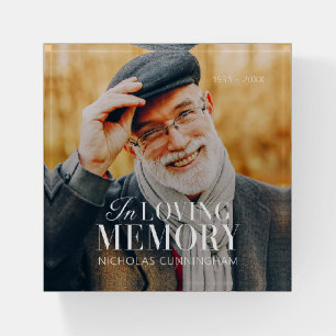 In Loving Memory Modern Elegant Photo Memorial Paperweight