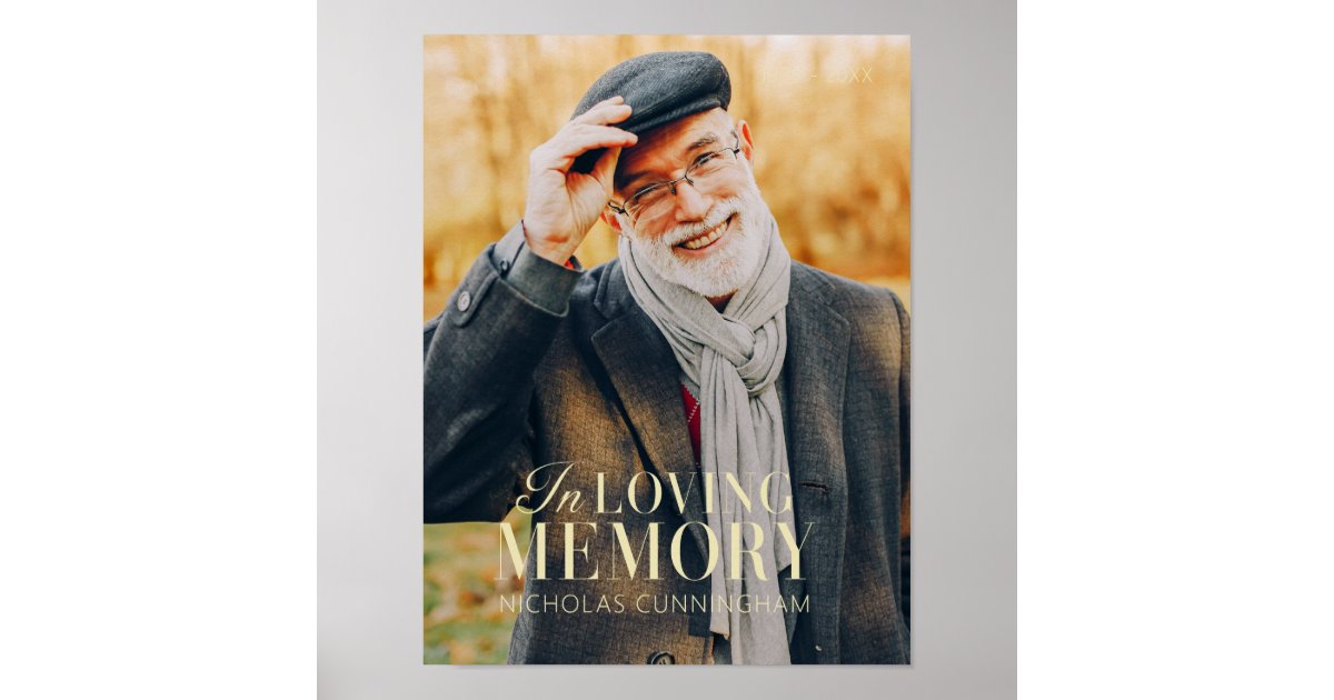 In Loving Memory Modern Elegant Photo Memorial Poster | Zazzle