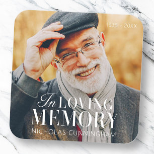 In Loving Memory Modern Elegant Photo Memorial Square Sticker