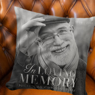 In Loving Memory Modern Elegant Photo Memorial Throw Pillow