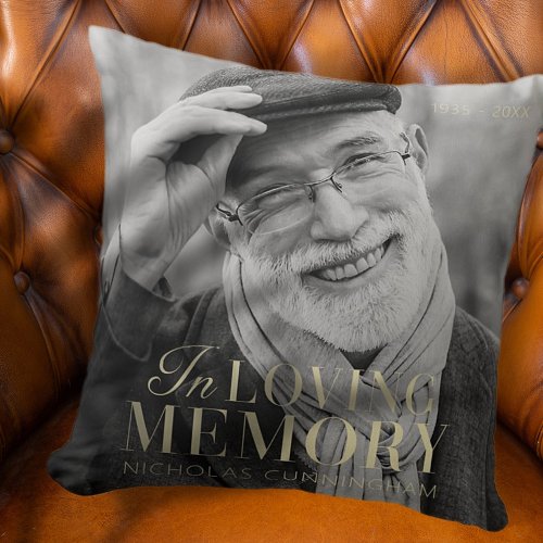 In Loving Memory Modern Elegant Photo Memorial Throw Pillow