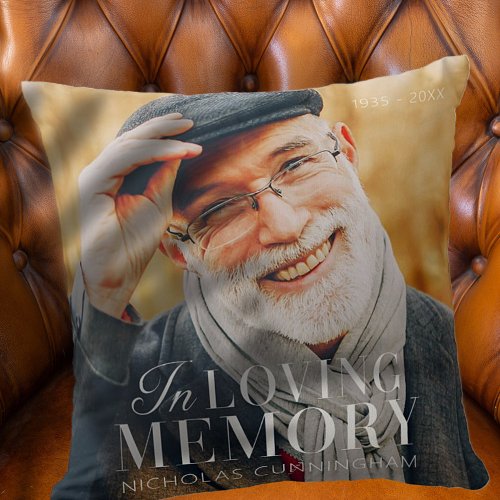 In Loving Memory Modern Elegant Photo Memorial Throw Pillow