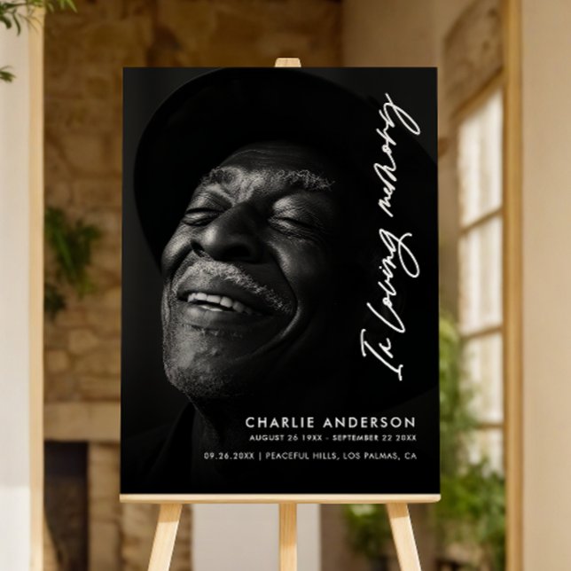 In Loving Memory Modern Elegant Script Funeral Foam Board (Creator Uploaded)