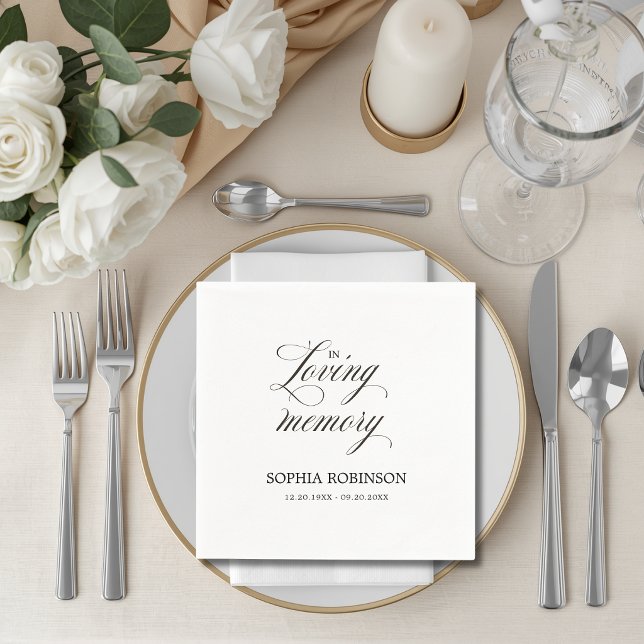 In Loving Memory Modern Elegant Script Funeral  Napkins (Creator Uploaded)